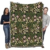 Pure Country Weavers William Morris Sweetbriar Night Blanket - Arts & Crafts - Gift Tapestry Throw Woven from Cotton - Made in The USA (72x54)