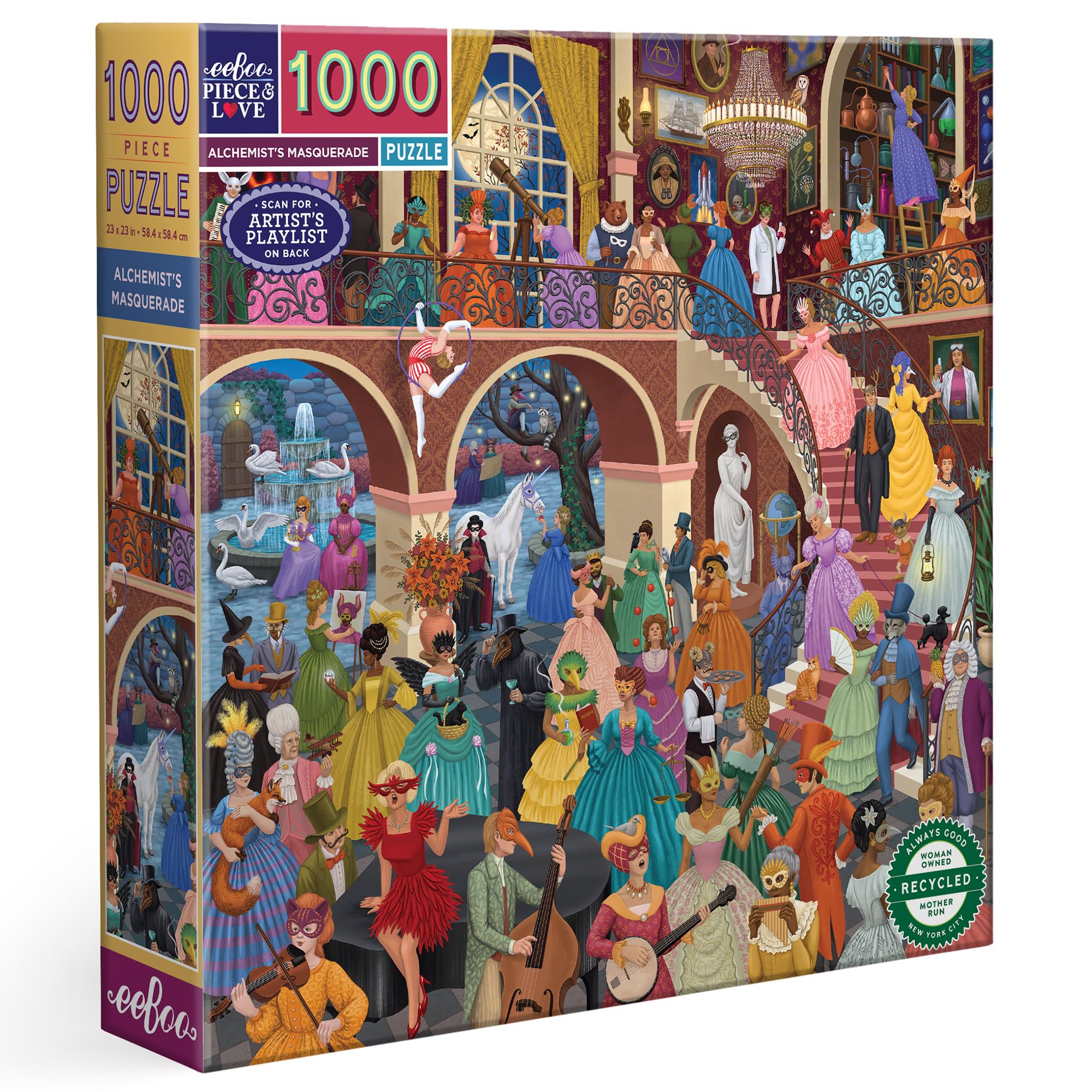 Photo 1 of eeBoo Piece & Love: Alchemist's Masquerade - 1000 Piece Puzzle - Adult Square Jigsaw, 23"x 23", Includes Image Reference, Glossy PiecesLPNPMFD4672322
