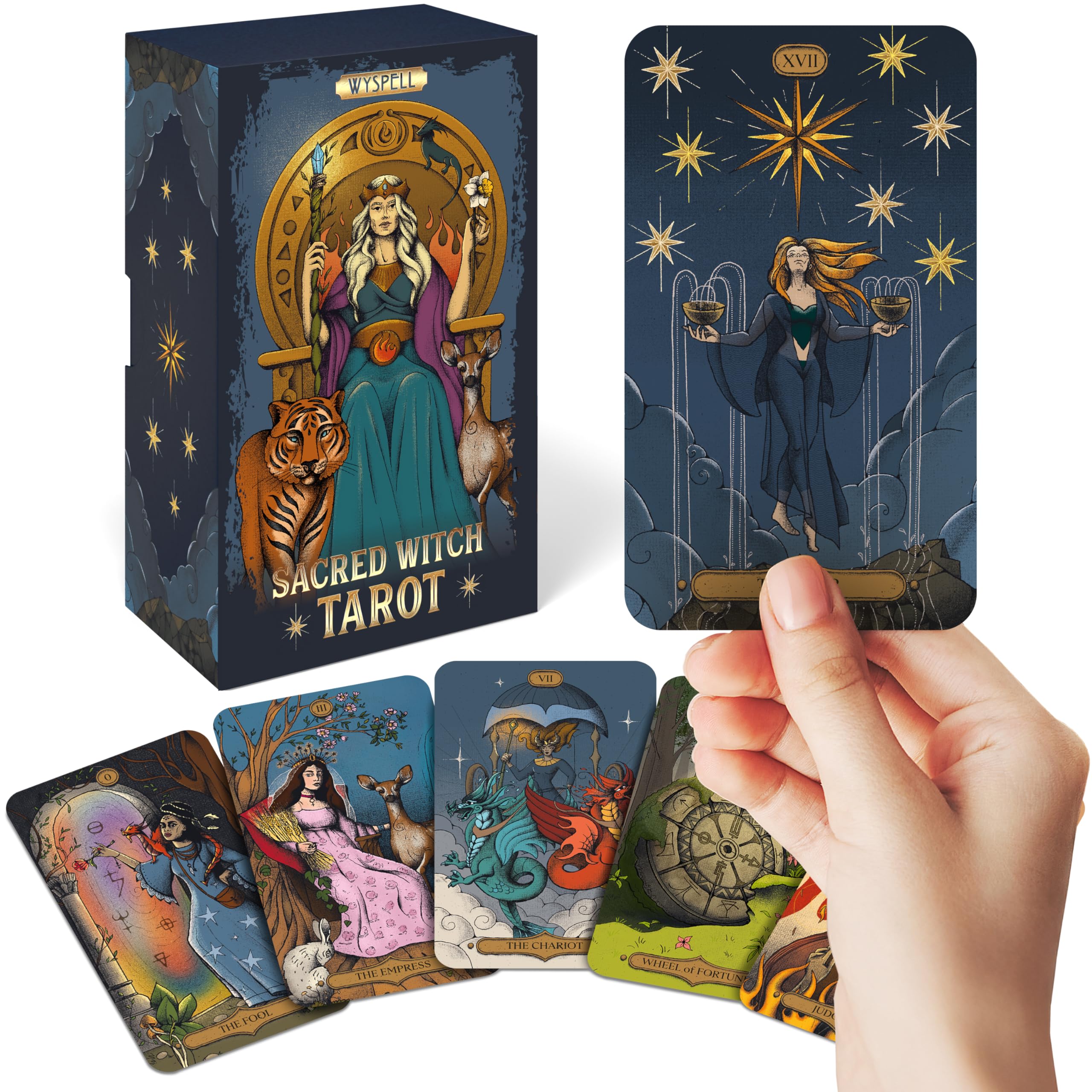 Photo 1 of Wyspell Tarot Cards: Sacred Witch Tarot Deck with Guide Book - Unique Card Deck for Beginners - Modern Fortune Telling Cards