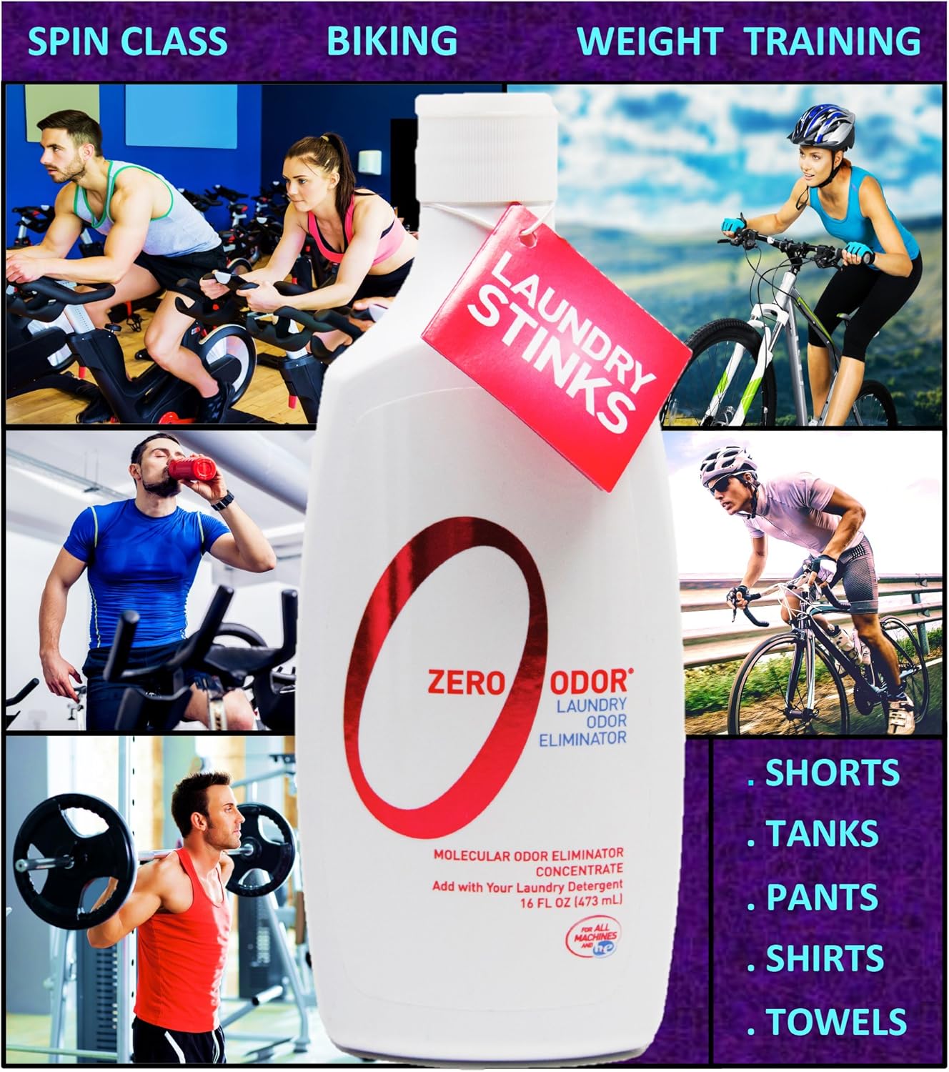 Laundry Odor Eliminator and Deodorizer - Detergent Additive - Permanently Removes Odor from Pet Bedding, Sweaty Clothes, Fabrics, Towels, Uniforms, Jerseys, Shoes etc.- by Zero Odor 16 Ounces(3-Pack): Arts, Crafts & Sewing