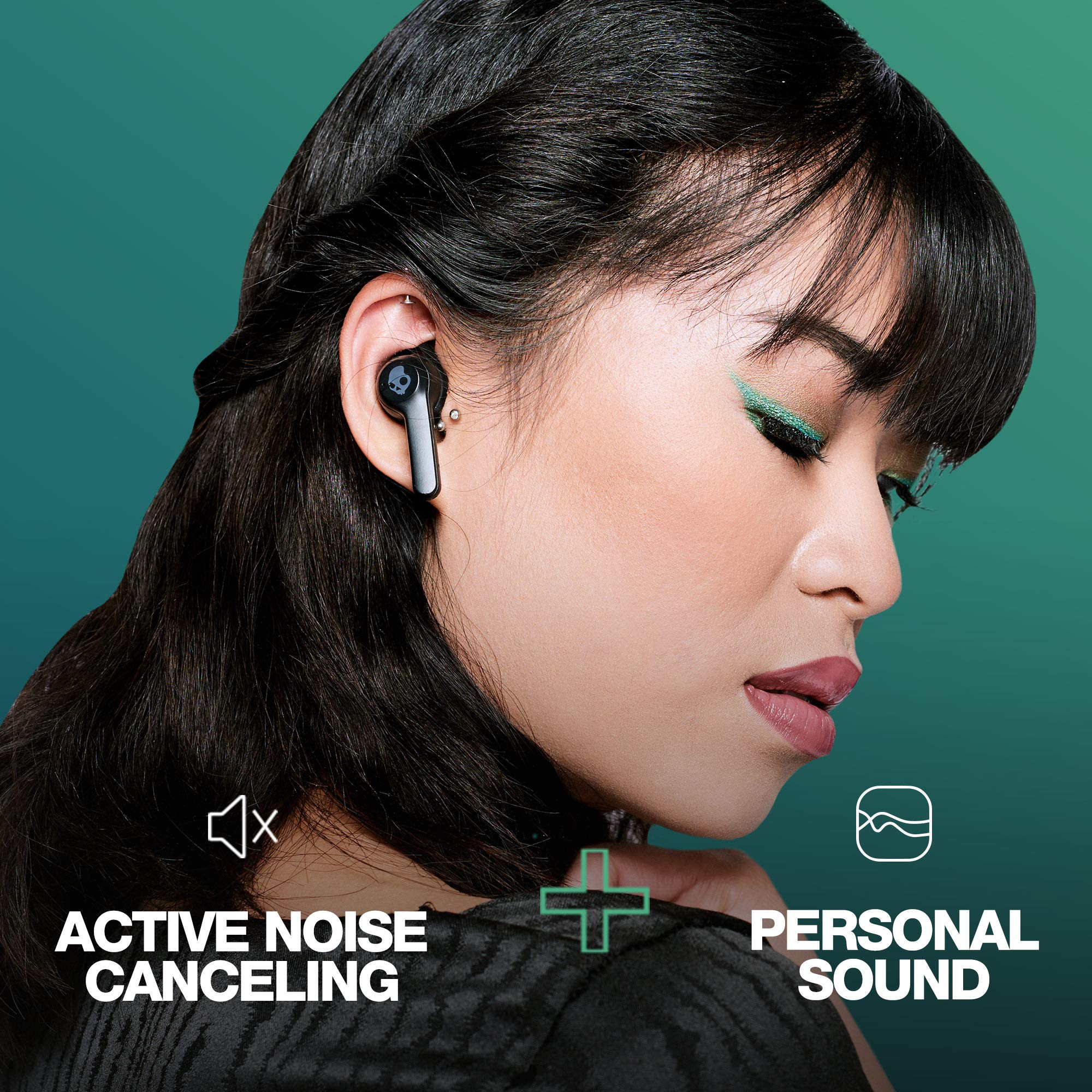 Skullcandy Indy ANC in-Ear Noise Canceling True Wireless Earbuds, 32 Hour Battery, Microphone, Works with iPhone Android and Bluetooth Devices - Black