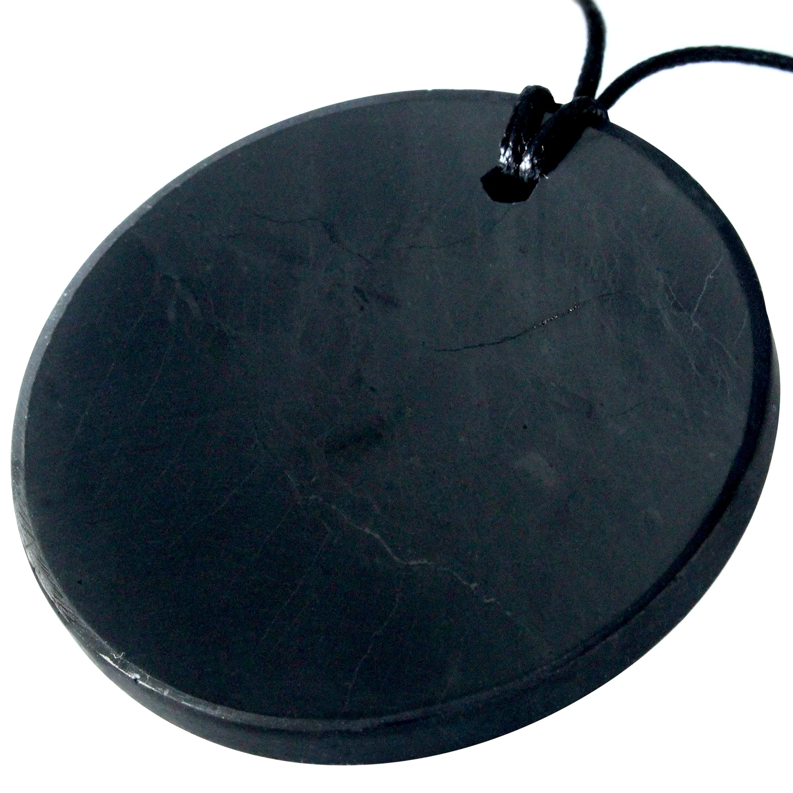 Heka Naturals Shungite Crystal Necklace Pendant | Healing Crystals & Chakra Necklace - Gemstone Jewellery for Men & Women - Spiritual and Joyous Gifts (Circle)
