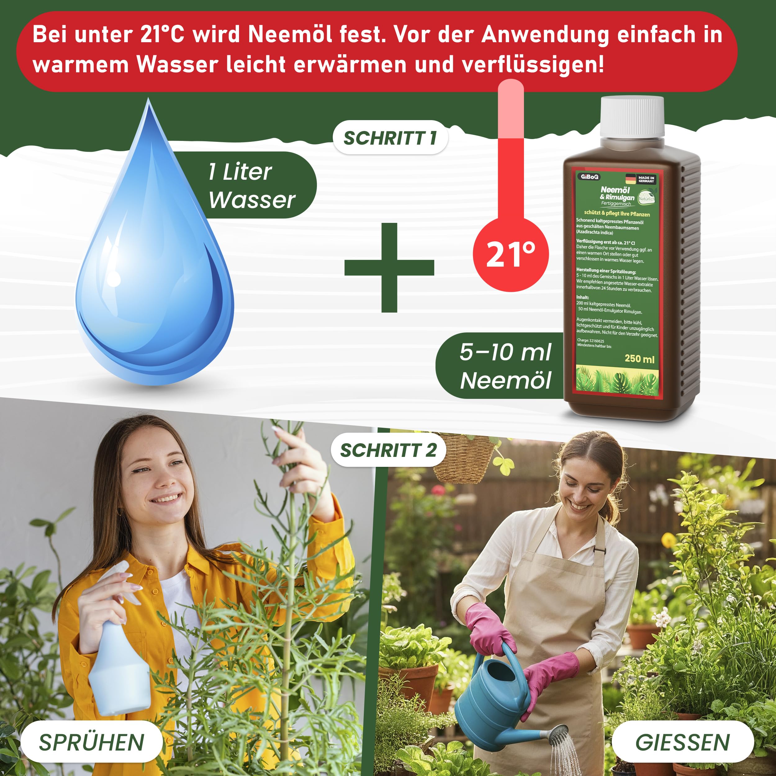 GiBoQ 100% natürliches Neemöl [250] ml – mit Emulgator für gesunde Pflanzenpflege | Zur Anwendung bei Trauermücken (Fungus Gnats) & Blattläuse | Hält Schädlinge fern | Für Garten & Zimmerpflanzen 5