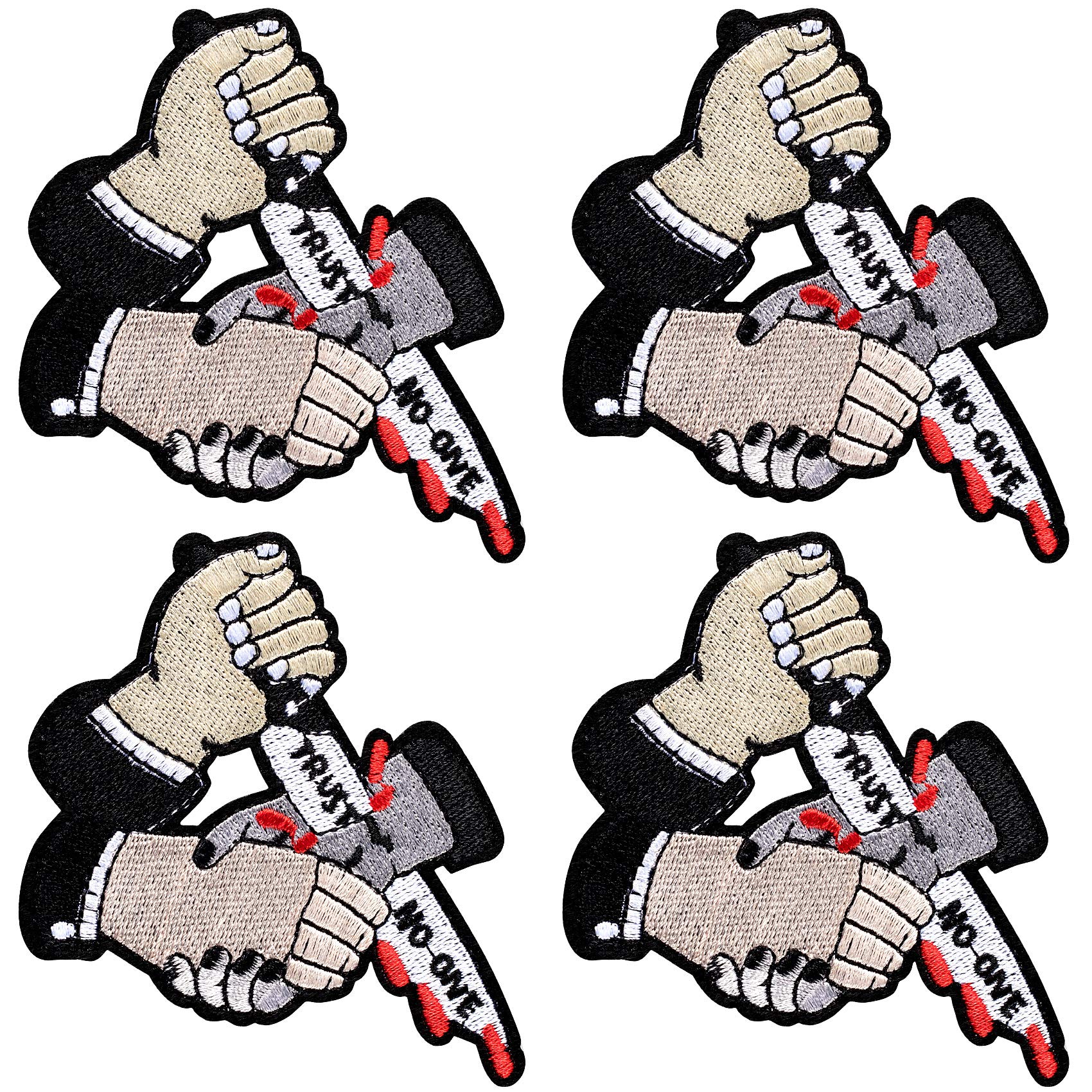 ANCIRS 4 Pack Trust-No One Patch for Men Jackets, Decorative Patch Embroidered Applique Iron On Sew On Emblem for Jeans Hats Bags and Shirts (4x6cm)