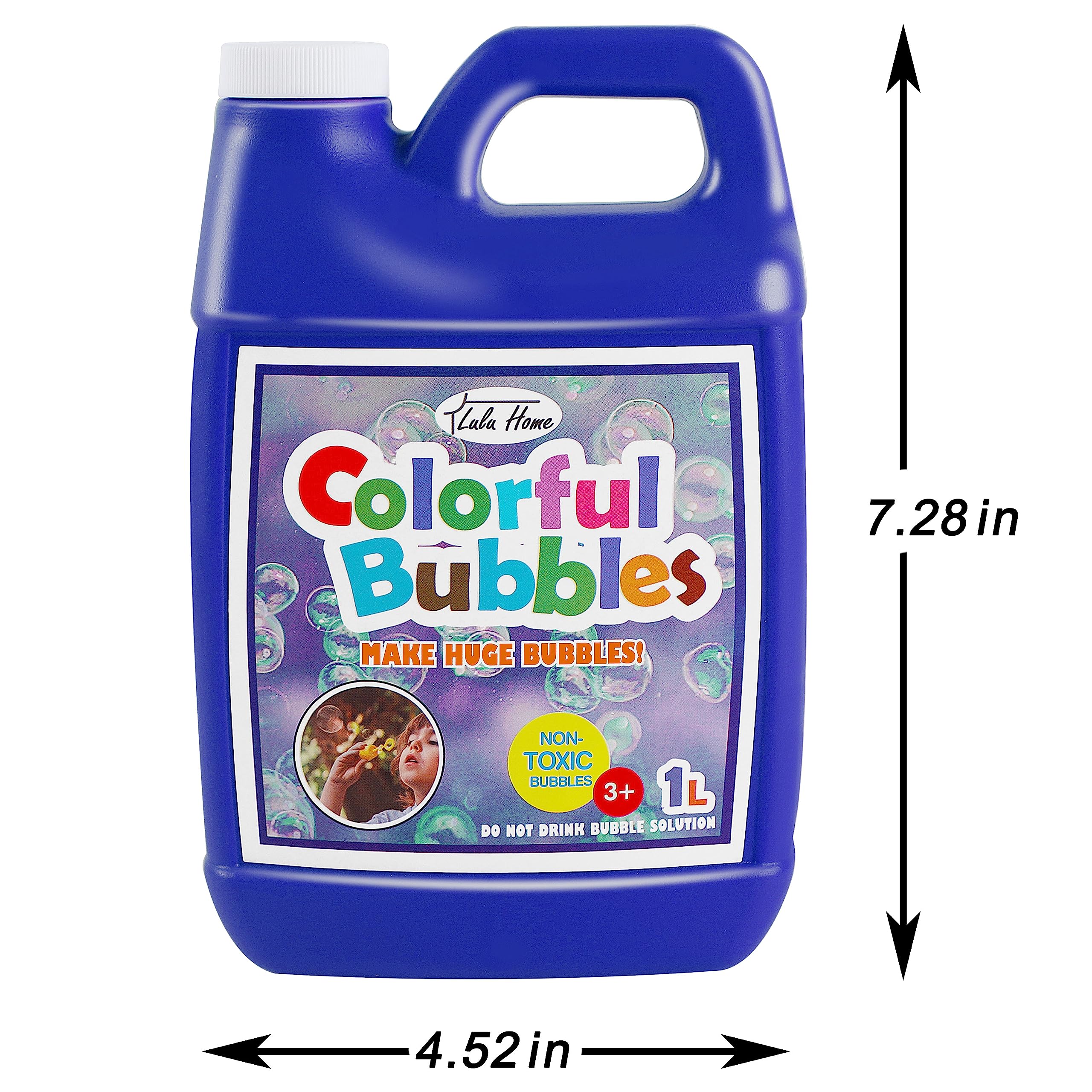 Lulu Home Concentrated Bubble Solution, 1 L/ 33.8 OZ Refill for Bubble Machines, Giant Wands, and Blowers - Up to 2.5 Gallons for Kids' Birthday Parties