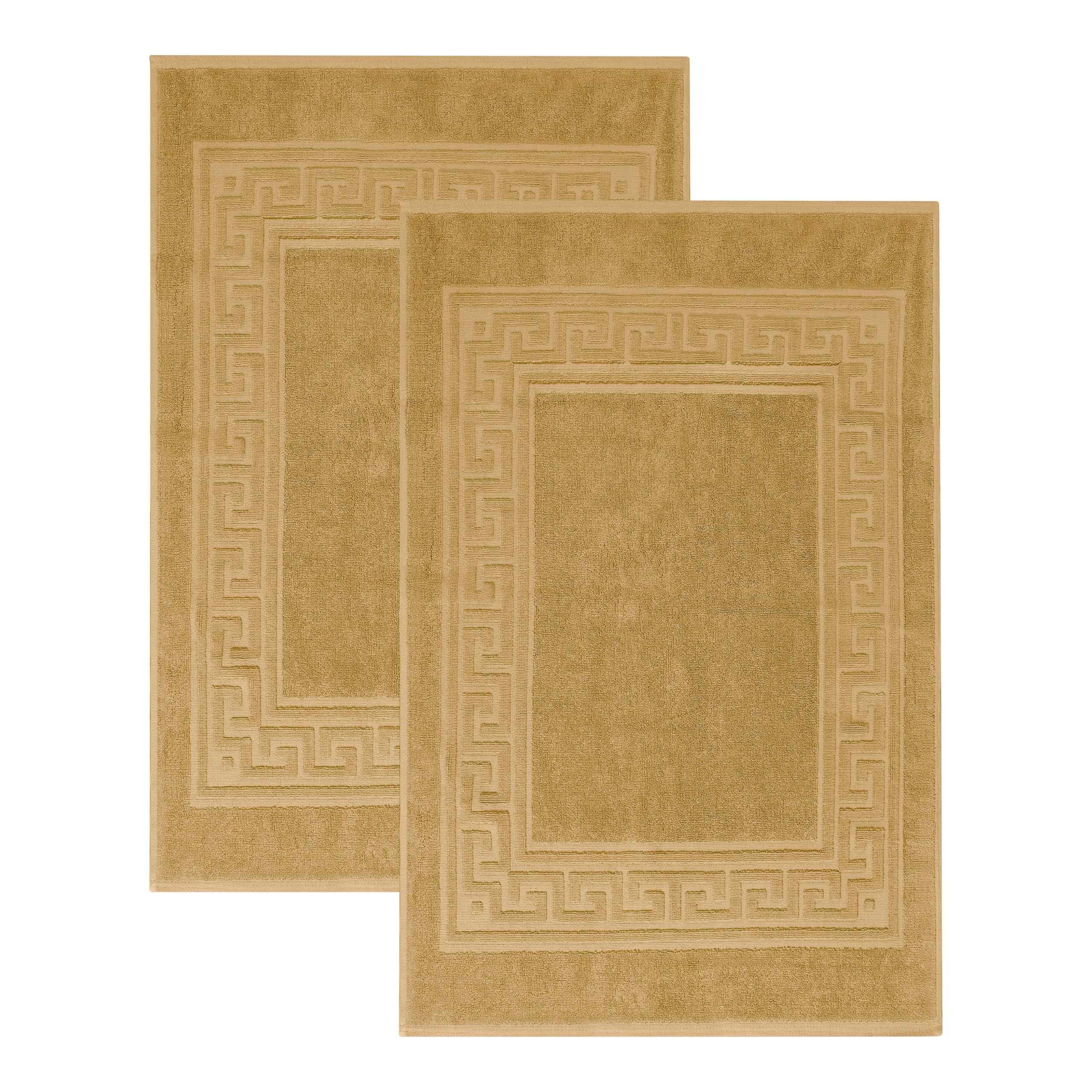 Superior Hotel & Spa Quality Bath Mat Set of 2, Made Long-Staple Combed Cotton, Durable and Washable Bathroom Mat 2-Pack - Toast, 22" x 35" each