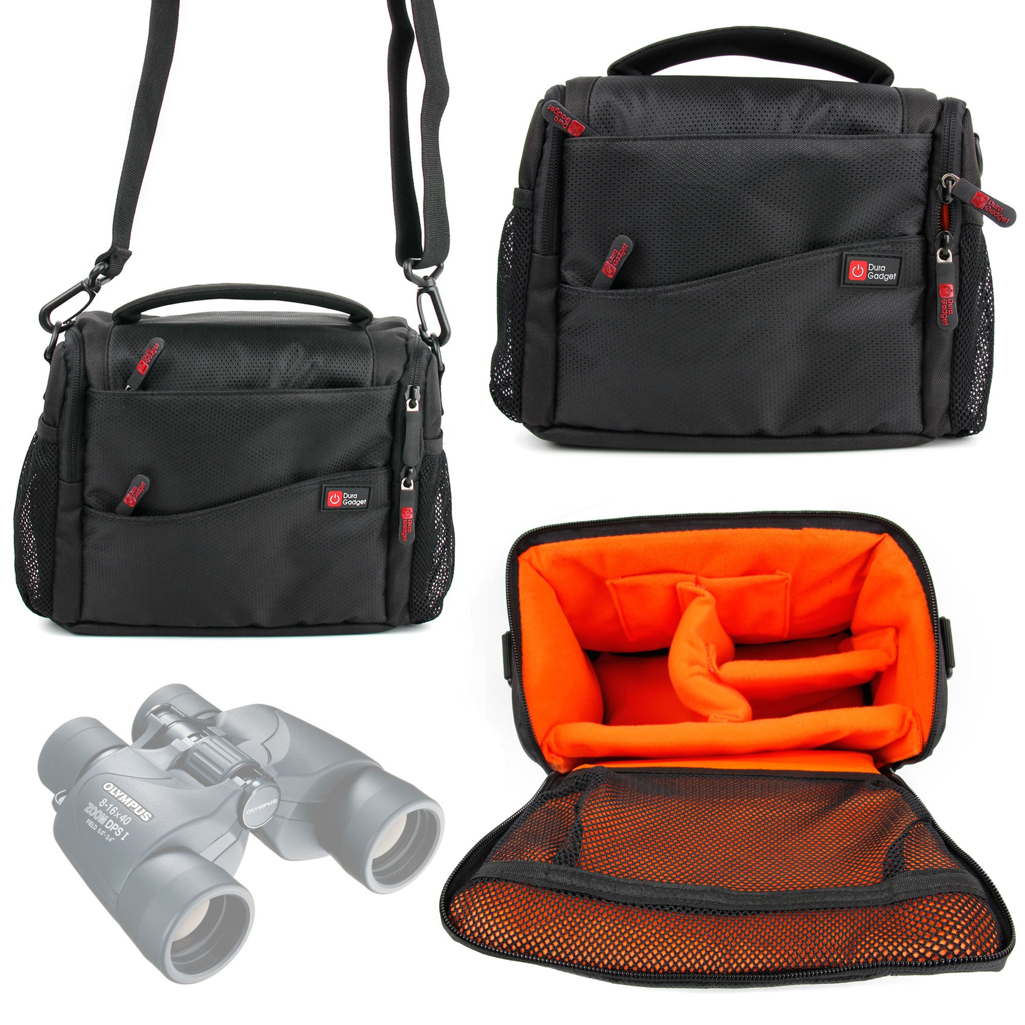 DURAGADGET Large Padded Double-Zip Holdal Case with Adjustable Shoulder Strap - Compatible with Olympus 8x40 DPSI Binocular | 8-16x40 Zoom DPS I Binocular