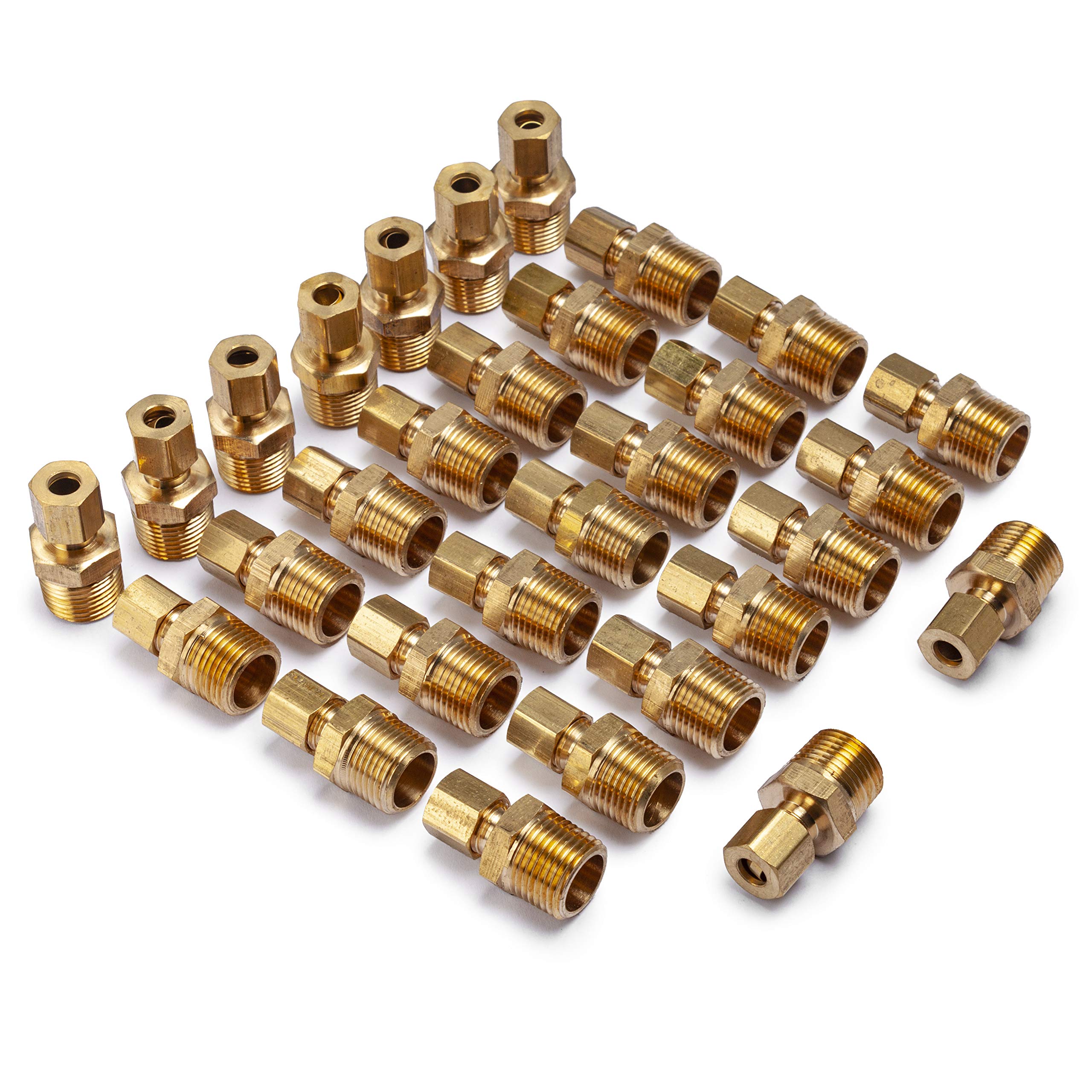 LTWFITTING Brass 1/4-Inch OD x 3/8-Inch Male NPT Compression Connector Fitting(Pack of 30) Image