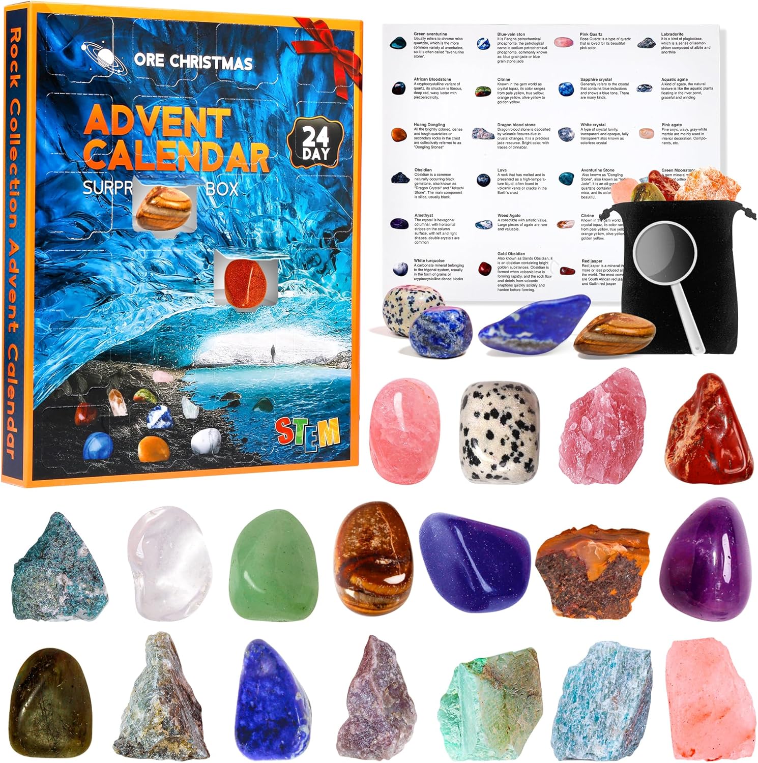 Advent Calendars - MEIGBFR Advent Calendar, Christmas Countdown Calendar 2023 Crystals Advent Calendar with 24 Days Rocks, Minerals, Gemstones for Kids Toddler Boys Girls, Educational Science Kits Gift