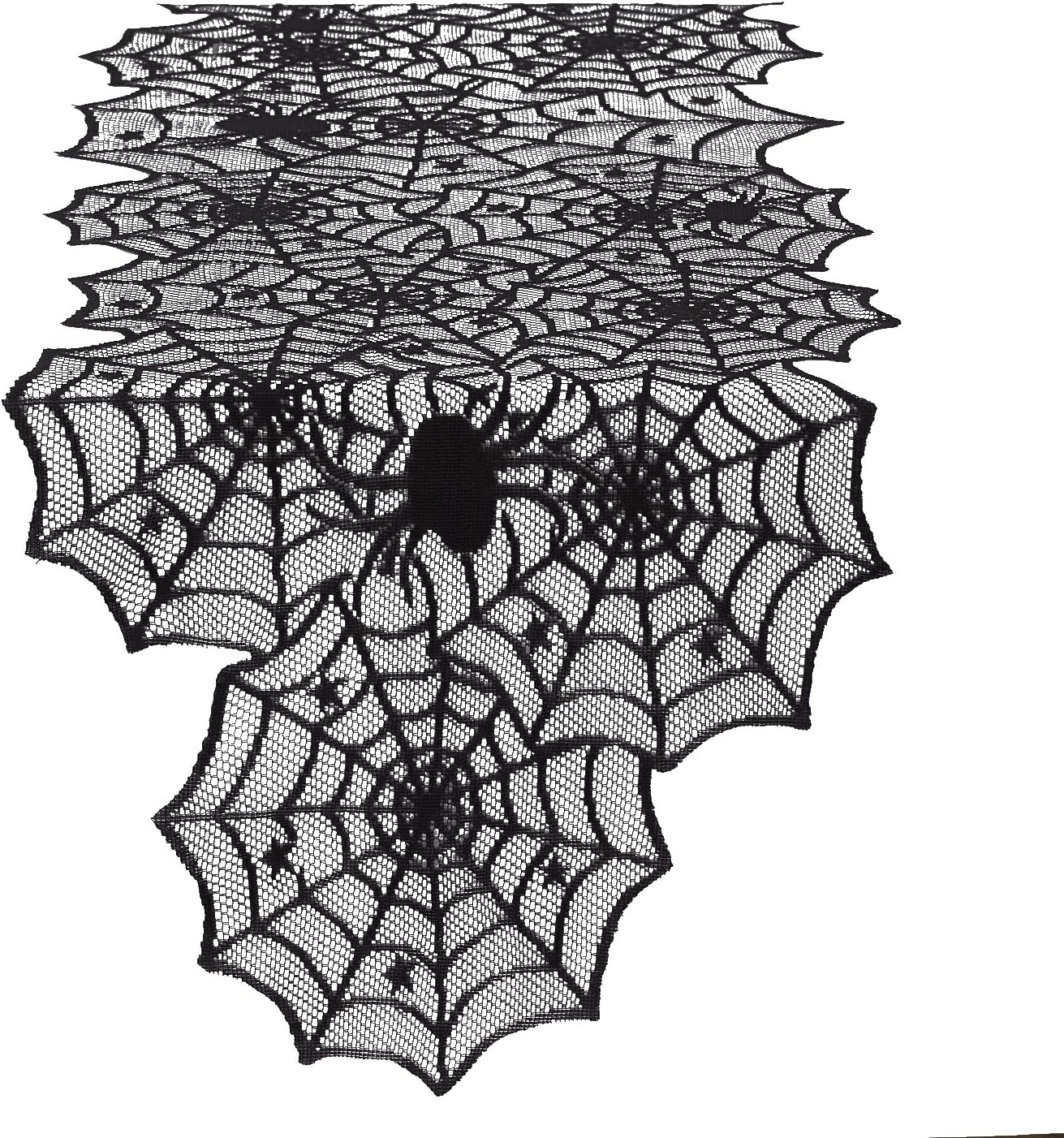 DII 18x72" Polyester Lace Table Runner, Black Spider Web - Perfect for Halloween, Dinner Parties and Scary Movie Nights: Home & Kitchen