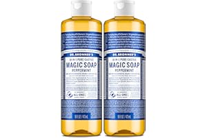 Dr. Bronner’s - Pure-Castile Liquid Soap (Peppermint, 473 mL, 2-Pack) - Made with Organic Oils, 18-in-1 Uses: Face, Body, Hai