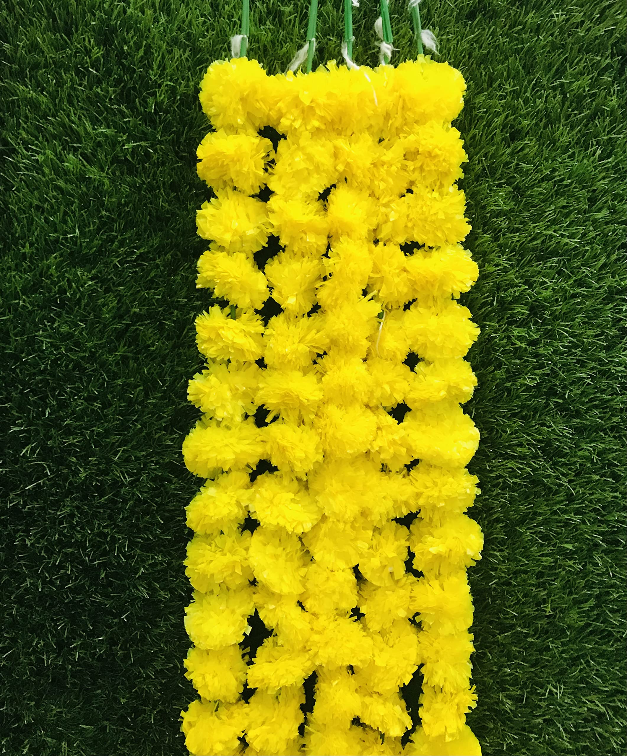 5 PC - 5 feet Marigold Garland |Indian/American Wedding Party Mantle Decoration, Faux Garlands Wedding Garland, Diwali Decoration, Spring Bush Floral! (Yellow)