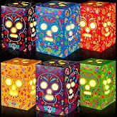 Tenceur 36 Pcs Sugar Skull Luminary Bags Day of The Dead Decor Holders Box | Dia De Los Muertos Altar Ofrenda Decorative, Hollowed Paper Boxes, Table Centerpiece, for Halloween Party Decor Supplies