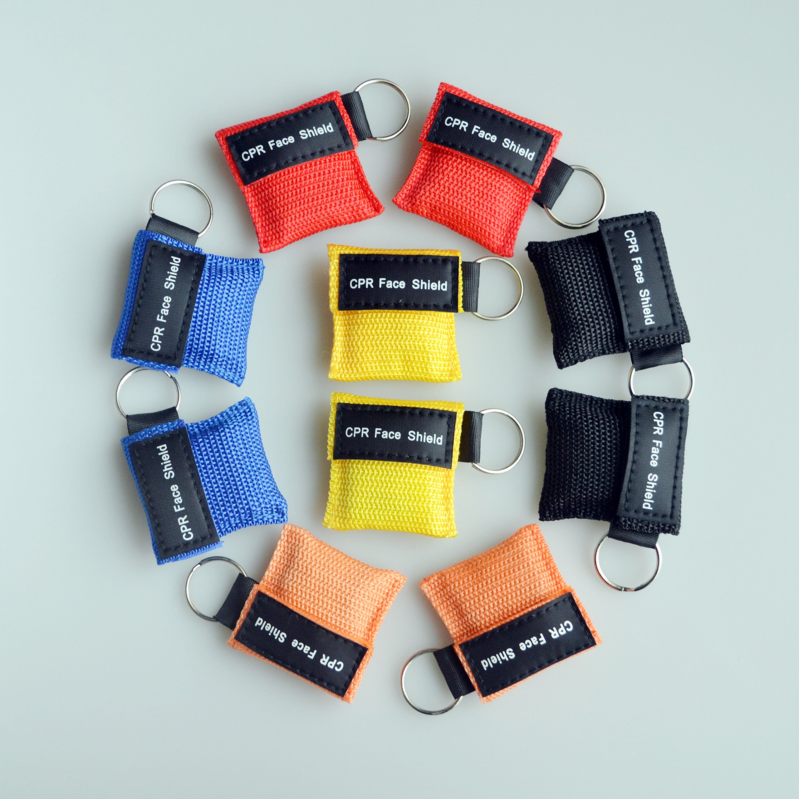 10 Pcs/pack CPR MASK KEYCHAIN WITH CPR FACE SHIELD AED 5 COLORS NEW