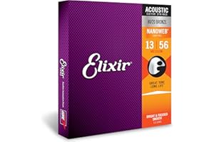Elixir Strings, Acoustic Guitar Strings, 80/20 Bronze with NANOWEB Coating, Longest-Lasting Bright and Focused Tone with Comfortable Feel, 6 String Set, Medium 13-56