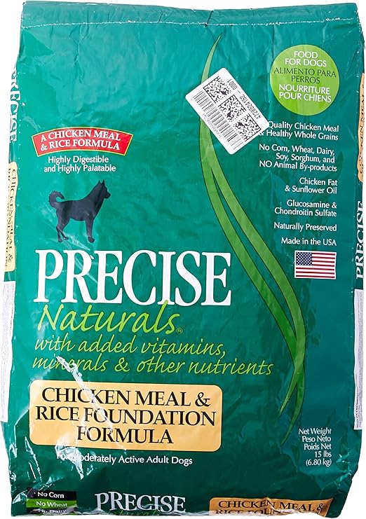 precise naturals chicken meal & rice foundation dry dog food