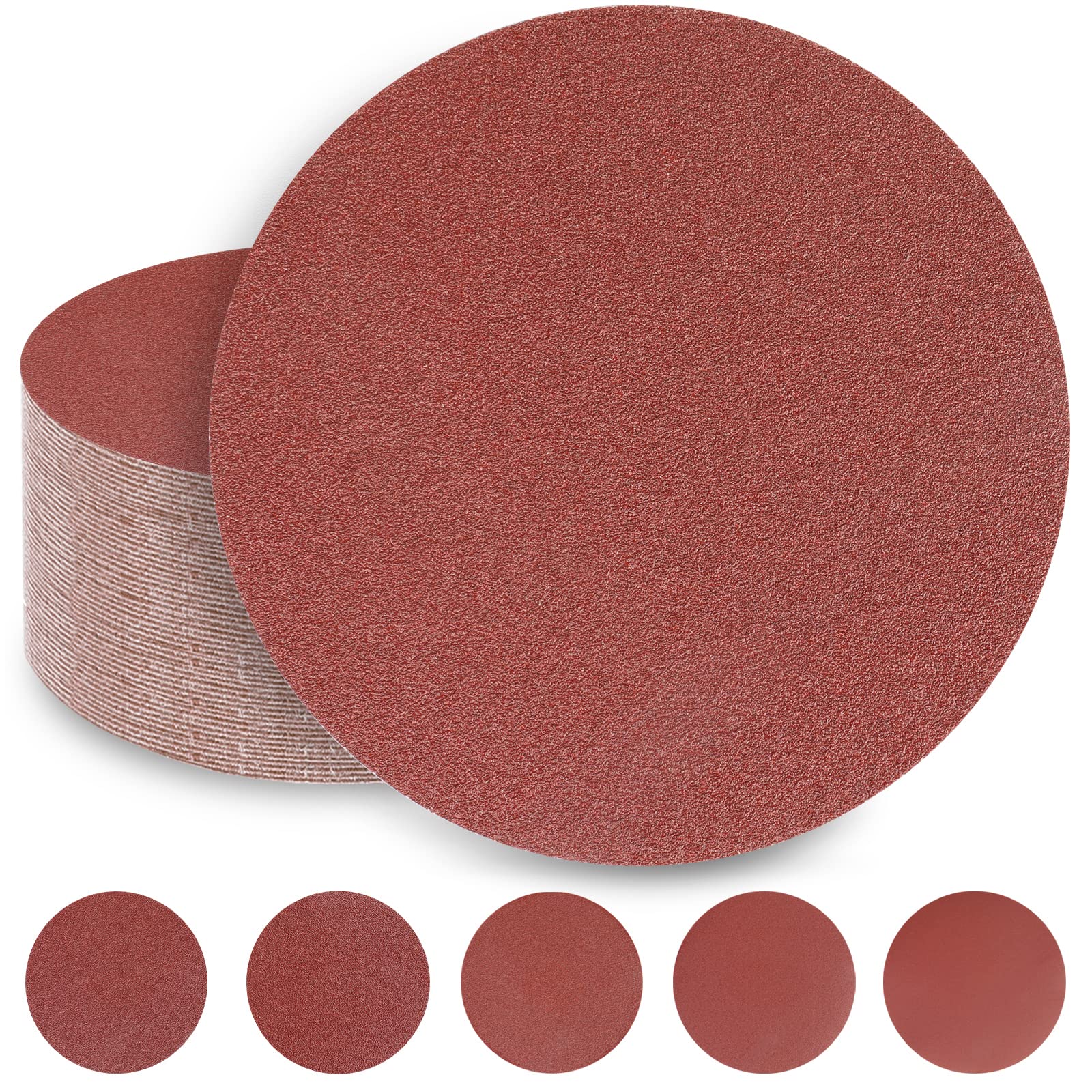Sruhrak 180mm Sanding Discs 10 X 40/60/80/120/240 Mixed Grit Sanding Disc Pads for Drywall Sander Random Orbital Sander Sanding Giraffe (50 Pieces)