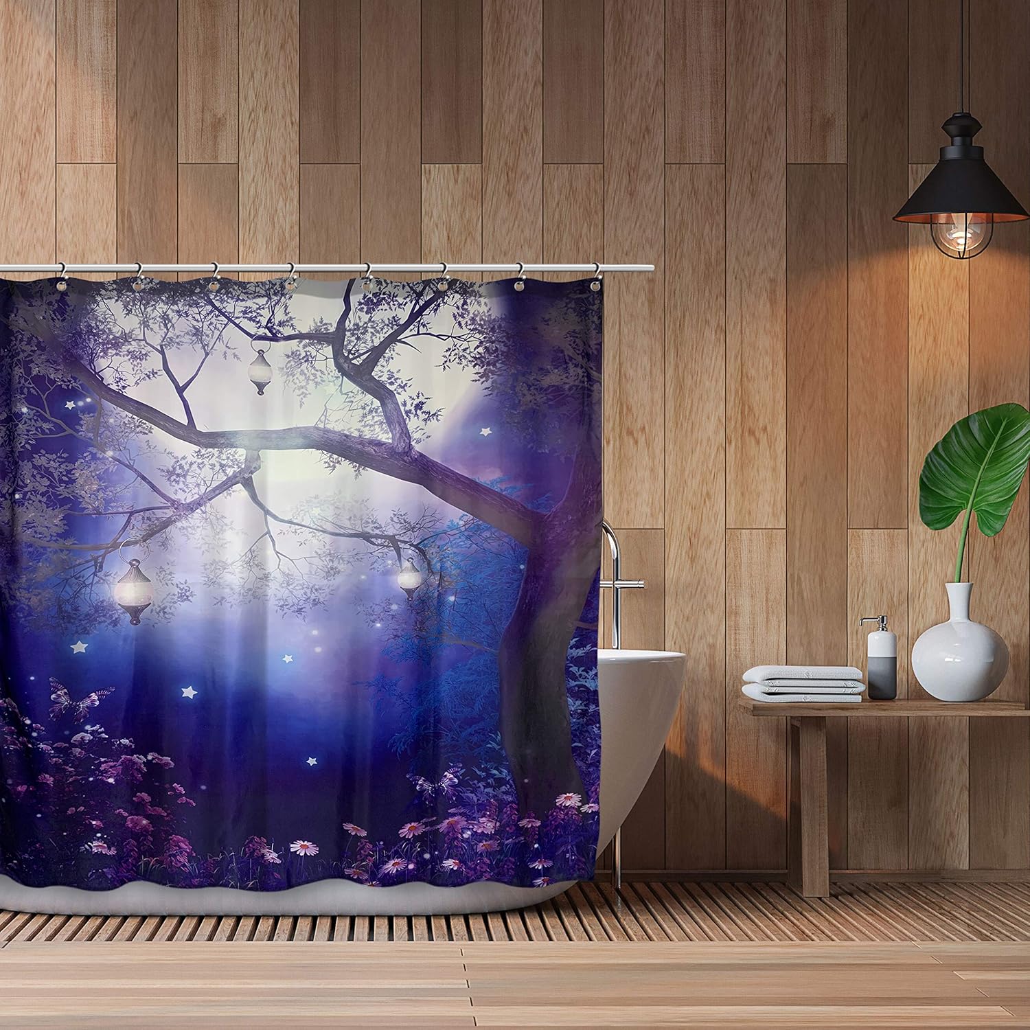 Axis Purple Shower Curtain With Liner Mystic Fantasy Enchanted Forest Art And Light Scene Bathroom Decor Water Repellent Polyester Curtains Rust Proof Grommets With 12 Heavy Duty Hooks Amazon In Home Kitchen