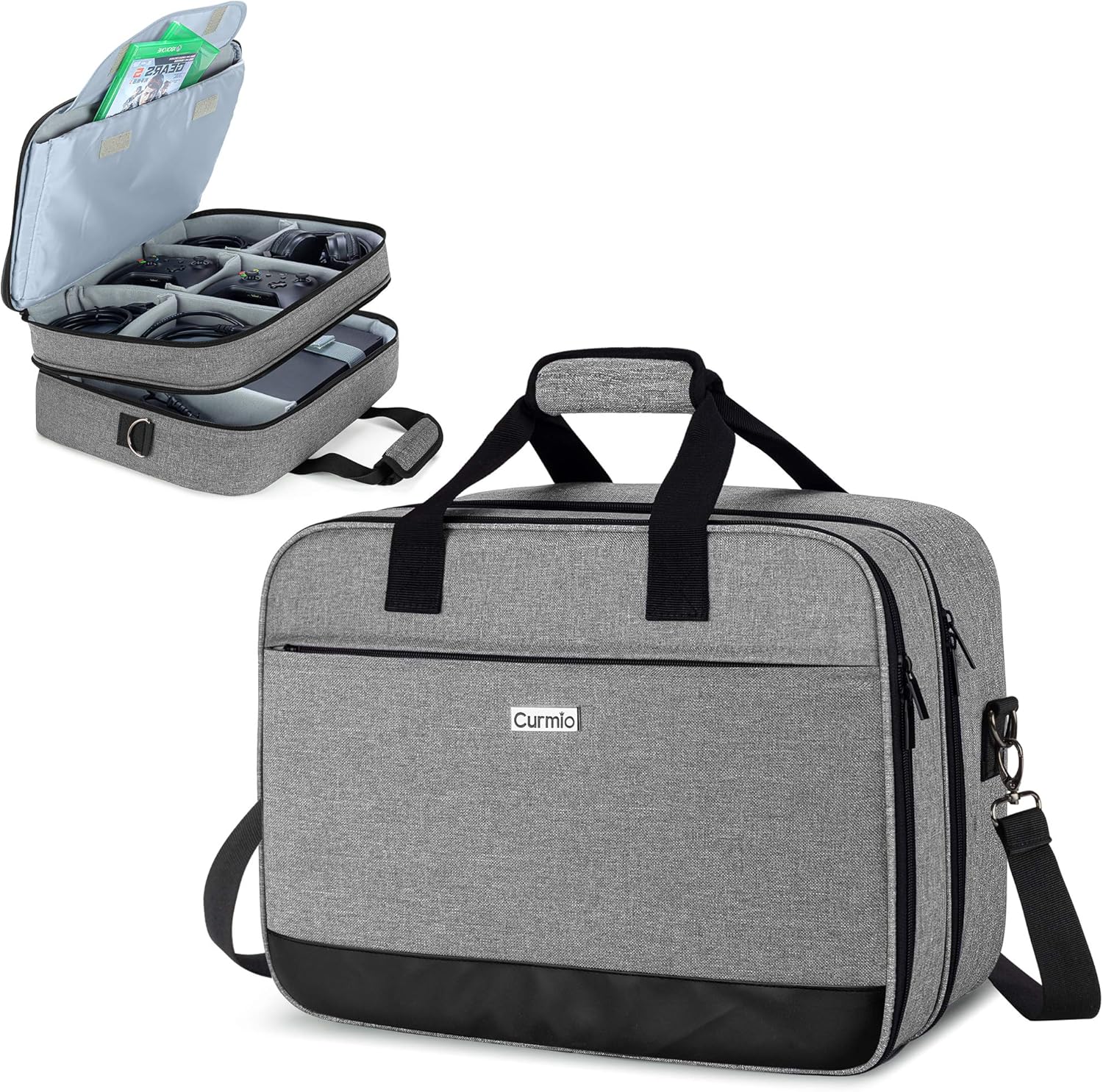CURMIO Travel Carrying Case Compatible with Xbox One/ Xbox One X/ Xbox