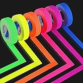KIWIHUB Neon Gaffer Cloth Tape, Fluorescent UV Blacklight Glow in The Dark Tape for UV Party 0.6 in x 33 ft per Color (6 Colo