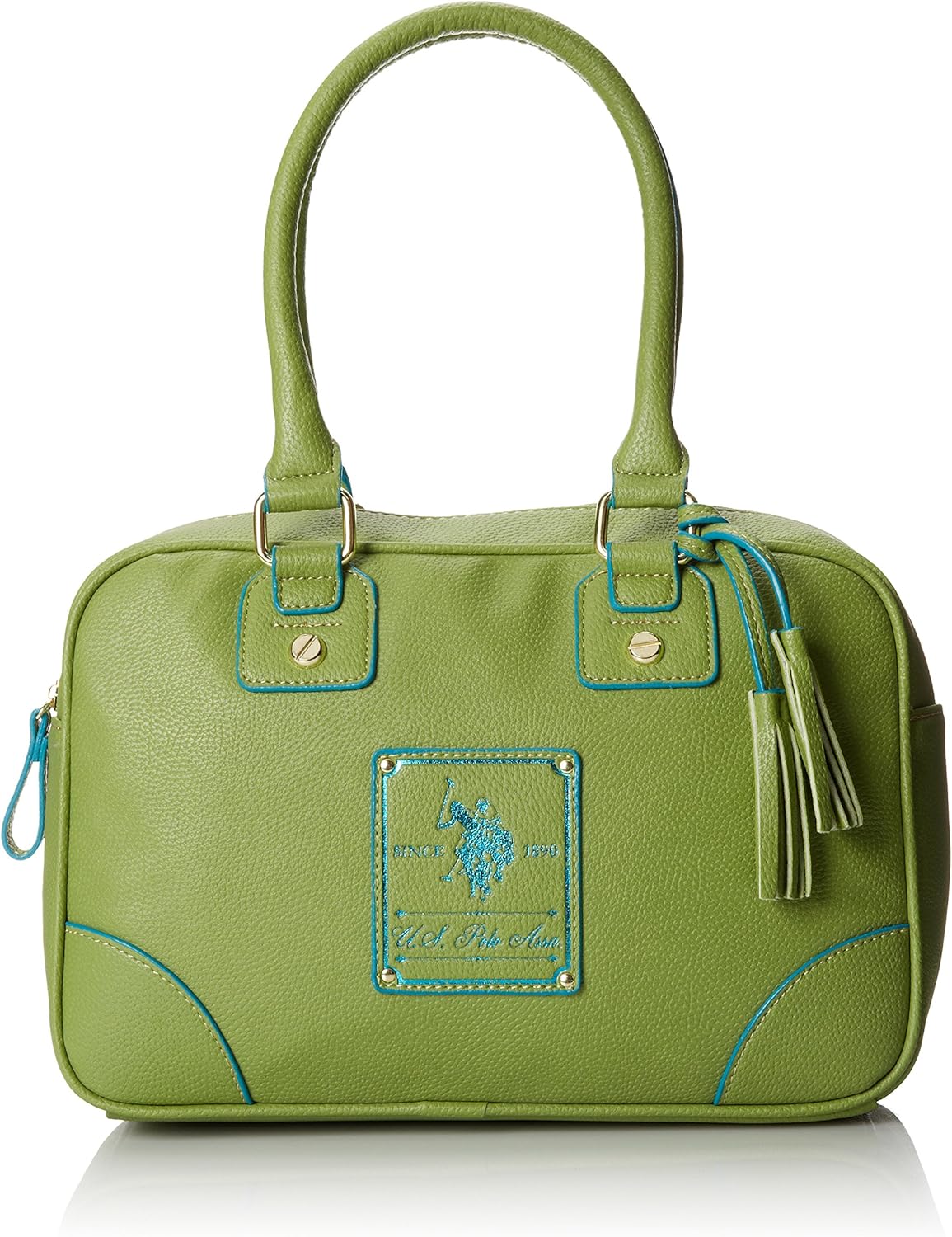 U.S. Polo Assn. Ascot Ii Satchel, Lime/Turquoise Handbags