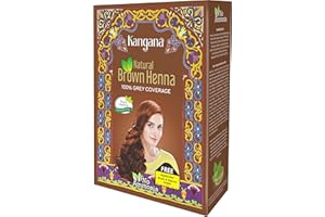 KANGANA 100% Pure & Natural Henna Powder for Hair Dye - Natural Brown Henna Powder for Grey Hair Coverage - 6 Pouches Inside- Total 60g (2.11 Oz)