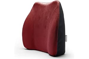 WENNEBIRD Model Q Lumbar Support Pillow - Patented Ergonomic and Adjustable Webbing Back Support for Back Pain Relief for Office Chair, Car, Sofa, Plane, Couch, Recliner - Red