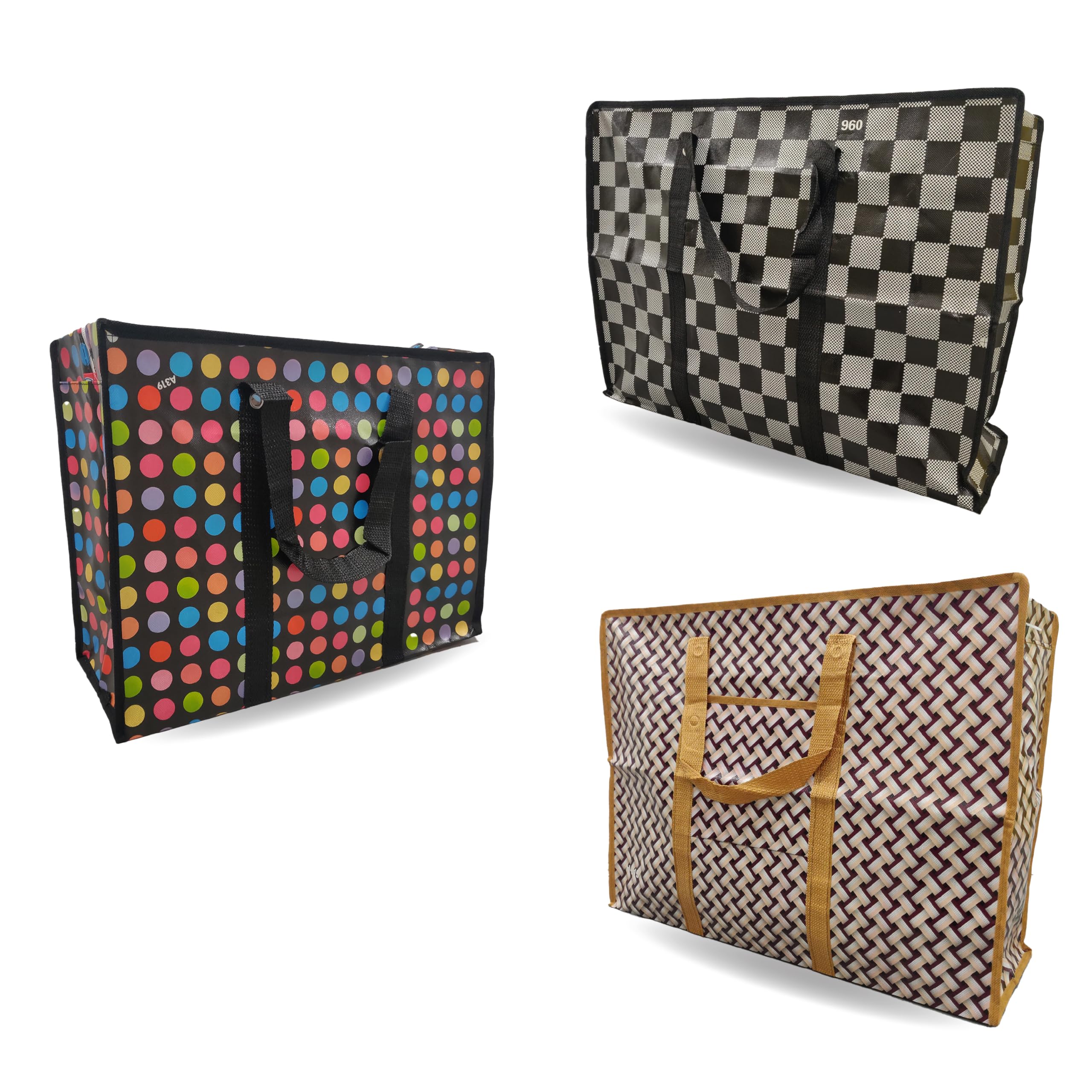 iPEAK Storage Bags Extra Large Heavy Duty Laundry Bag Waterproof Dust Resistant Reusable Double Zipper Bag For Moving House Clothing, Wardrobe storage, toys, laundry, bedding (3 Pack)