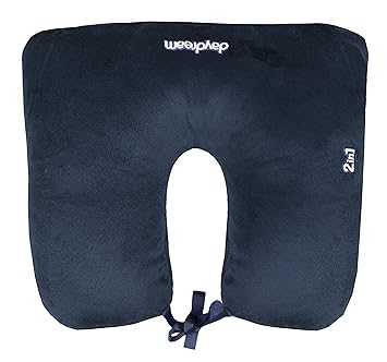 daydream 2in1 Nackenkissen mit Mikroperlen, dunkelblau (N-5103), Nackenhörnchen, Reisekissen, Nackenstützkissen