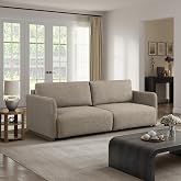 Serta Vail 86" Convertible Sleeper Sofa, Queen Size, Wall-Hugging Dreamglide Mechanism, Dreamcoil Comfort, Boucle Fabric, Brown