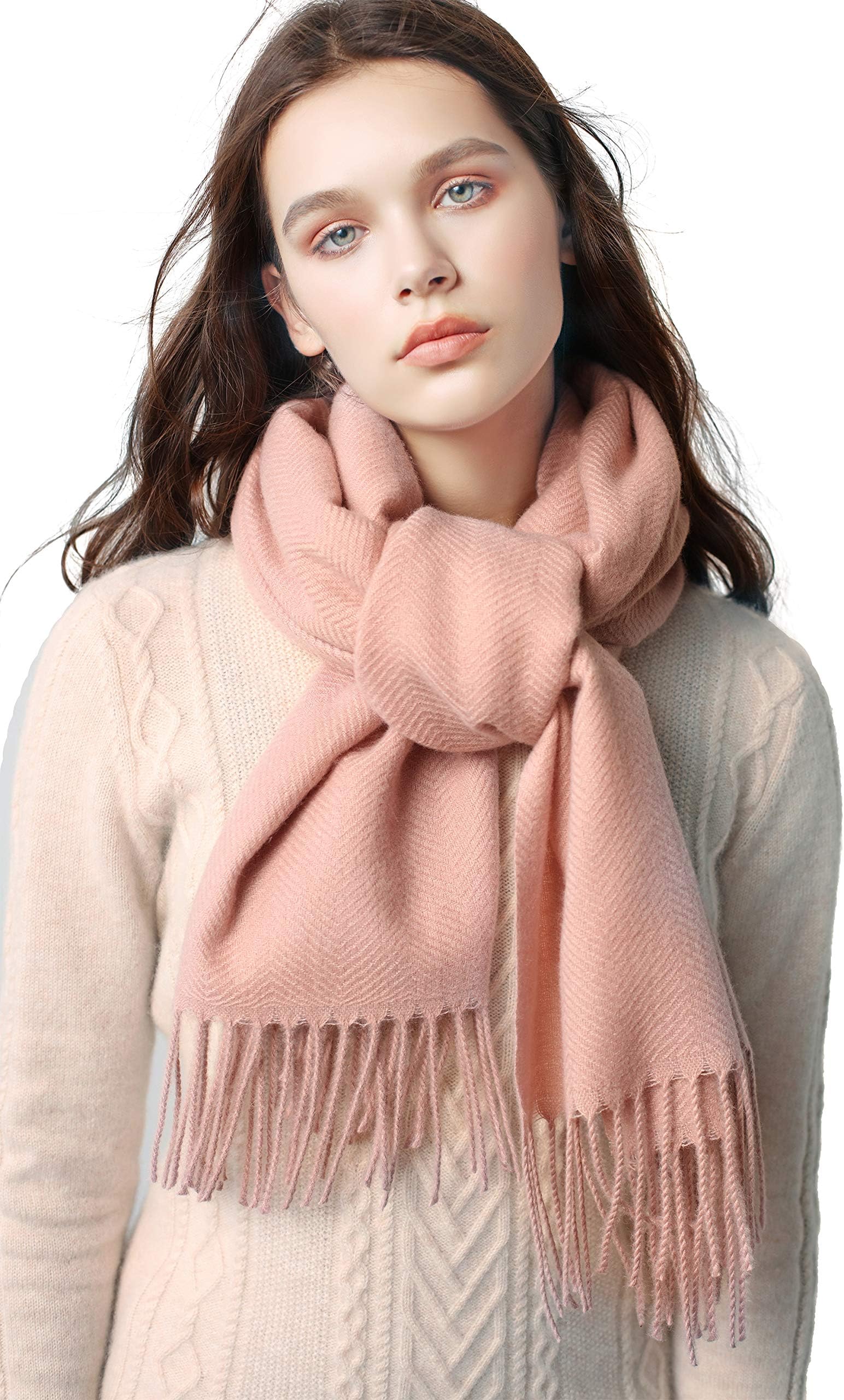 Longwu Women Soft Cashmere Wool Scarf Large Pashminas Shawl and Wrap Warm Stole Blanket