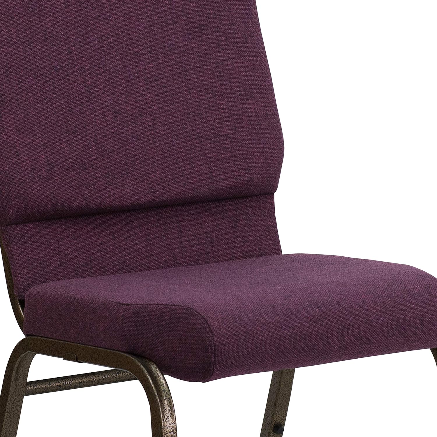 Flash Furniture HERCULES Series 18.5''W Stacking Church Chair in Plum Fabric - Gold Vein Frame: Furniture & Decor