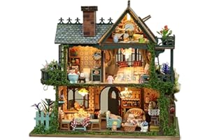 RHZN Miniature House Kit, Dollhouse Kit, Miniature Kit, DIY Mini House Building Kit for Adult Teen, Botanical House