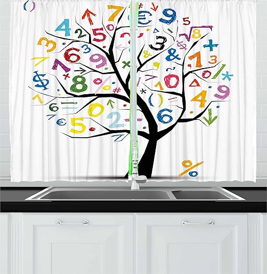 Amazon Com Ambesonne Mathematics Classroom Decor Kitchen Curtains