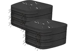 Iristykilin 17'' x 16'' x 2.5"Thick Chair Cushions for Dining Chairs, 6 Pack WaterProof Easy Clean Kitchen Chair Pads with Ties and Non-Slip Backing - 30D High Elastic Foam Soft Kitchen Chair Cushions