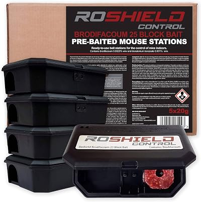 ROSHIELD 5 Pre-Baited Mouse Poison Box Kit UK Made Ready-To-Use