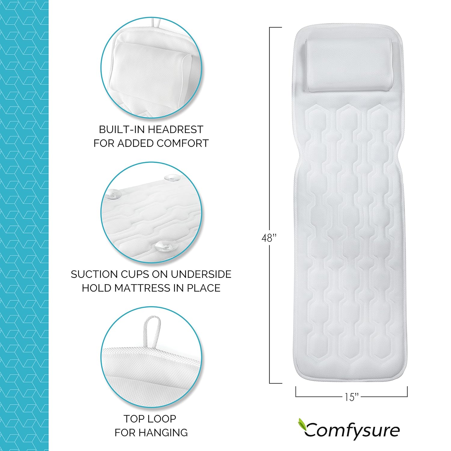 Comfysure Bath Cushion For Tub Extra Large Full Body Bath Tub