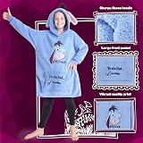 Disney Kids Hoodie Blanket Light Blue Minnie Stitch Fleece Sherpa Hooded Size view 4