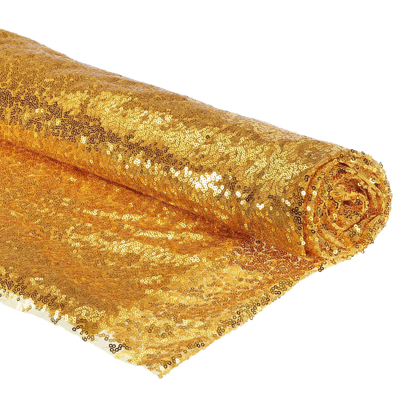 PATIKIL Sequin Fabric Gold Tone, 4 Yards Length 4.9 Feet Wide, Mesh Fabric Full Glitter Sequins Fabric Sewing