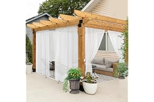 HolidayIdeas All Weather White Outdoor Sheer Curtains for Patio Waterproof 6 Panels Rod Pocket Indoor Sheer Voile Curtains for Porch, Balcony, Gazebo, 100x95 Inch