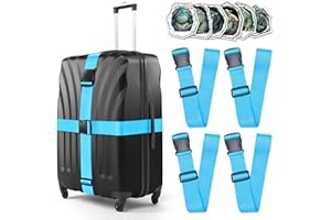 Aouzejum 4 Pack Luggage Straps for Suitcases, Suitcase Starps, TSA Approved for Travel Luggage Belt Strap, Heavy Duty Suitcas