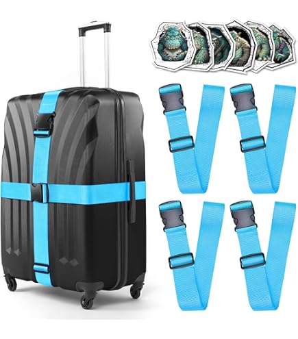 Sangles De Bagage TSA Veki – Lot De 2 Ceintures De Valise Réglables Avec Carte D'identification