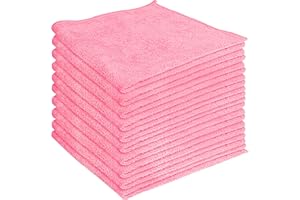 The Rag Factory - CTRL+Z Microfiber Cleaning Cloth, Highly Absorbent All-Purpose Microfiber Towel, Microfiber Cloth for Streak-Free & Non Abrasive Cleaning - 10 Pack (Pink, 16x16)