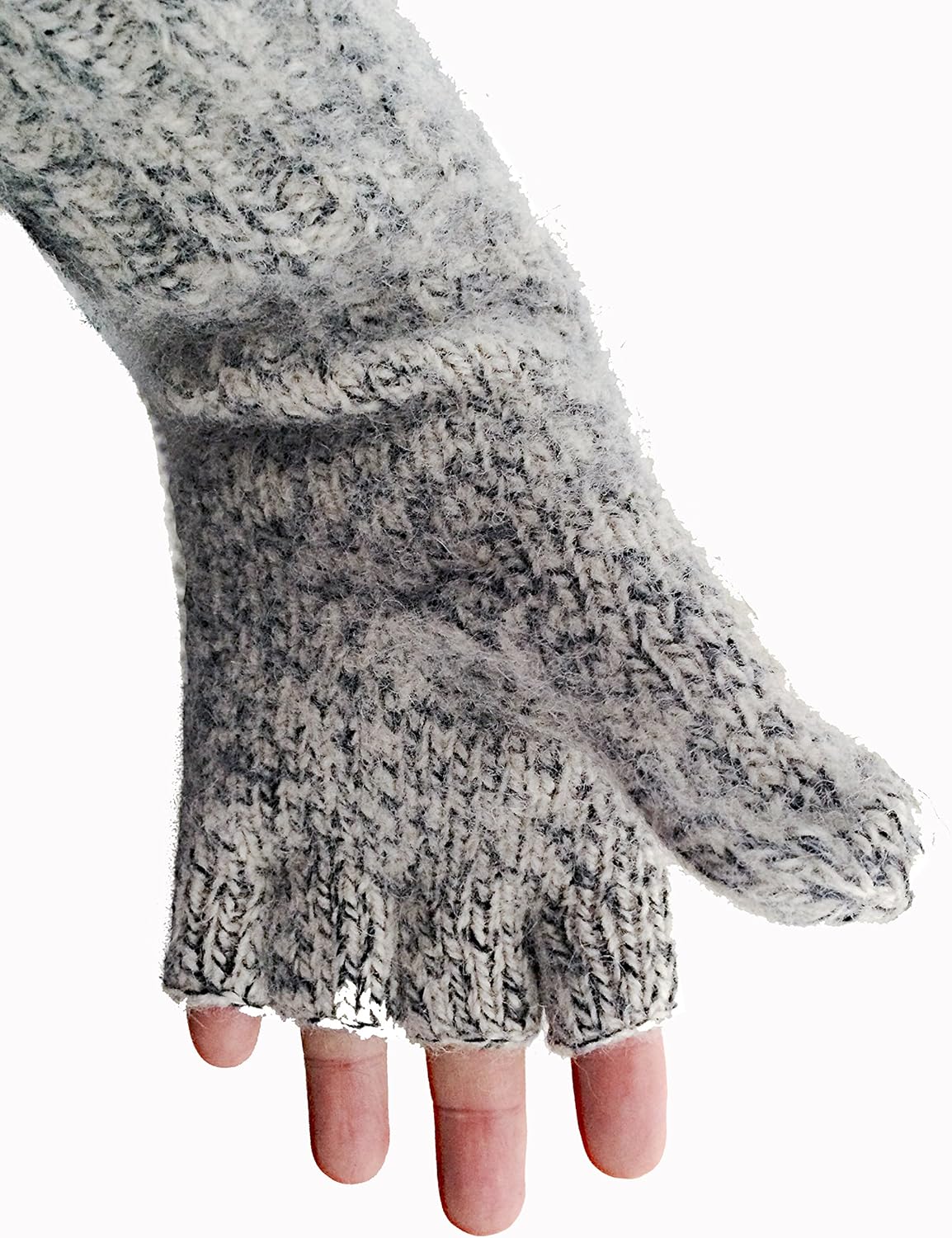 Dachstein Woolwear 100% Extra Warm Boiled Wool Fingerless Mittens with Attached Cap at  Men’s Clothing store