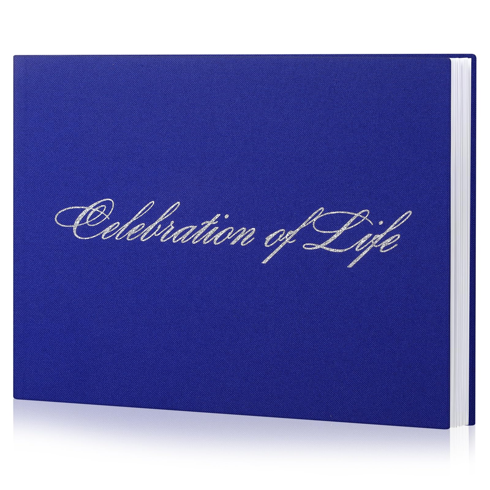 Photo 1 of Yoirrat Funeral Guest Book Blue Celebration of Life Guest Book in Loving Memory Guest Book for Celebration of Life Decorations Funeral Sign in Guest Book Funeral Memory Book, Linen Cover, 9" x7?