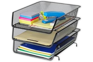 Simple Houseware Stackable Desk File Document Letter Tray Organizer, 3 Packs, Black