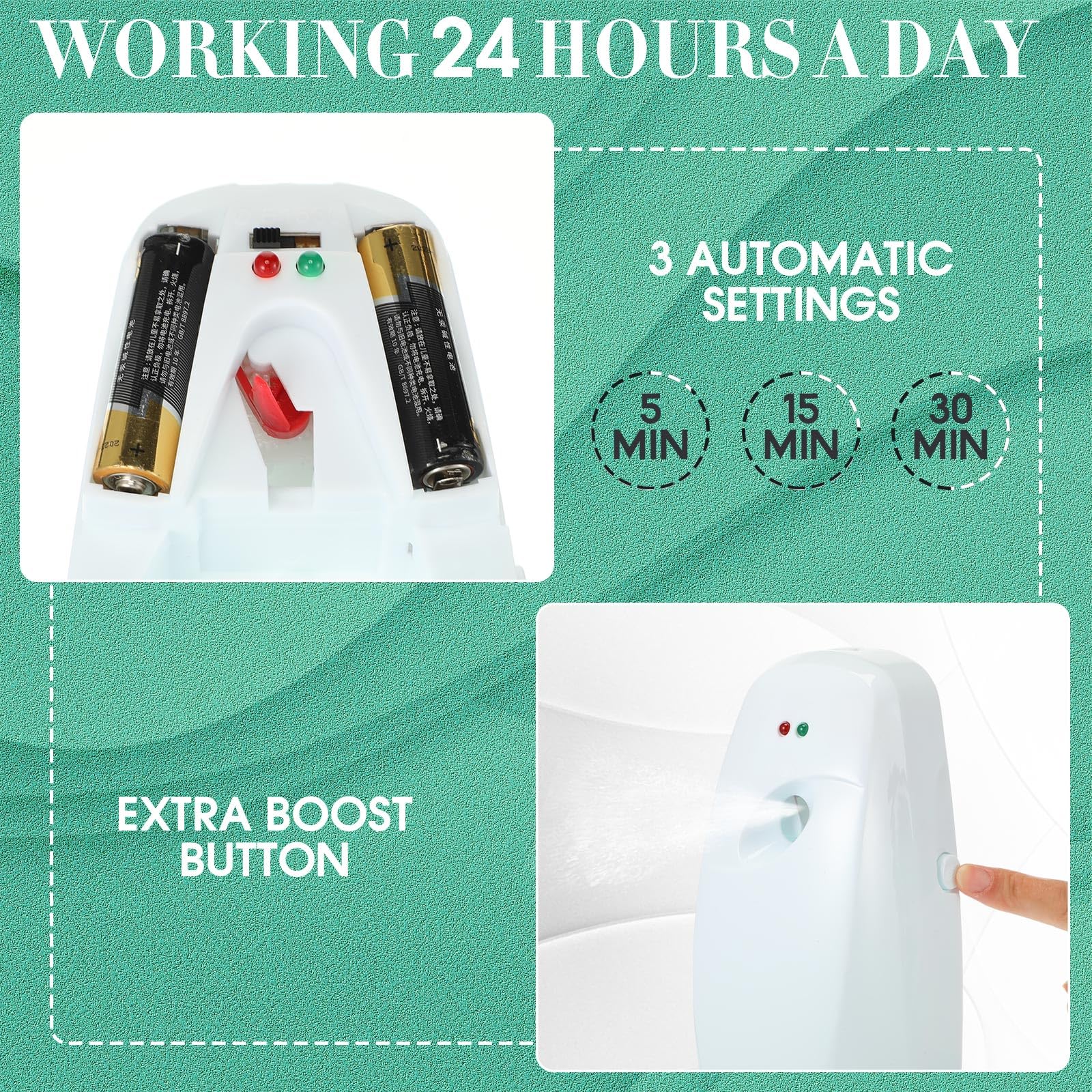 Maxcheck 4 Pcs Automatic Air Freshener Spray Dispenser Wall Mounted Automatic Spray Dispenser Air Freshener for Bathroom Battery Operated Free Standing for Commercial Place and Room(White)