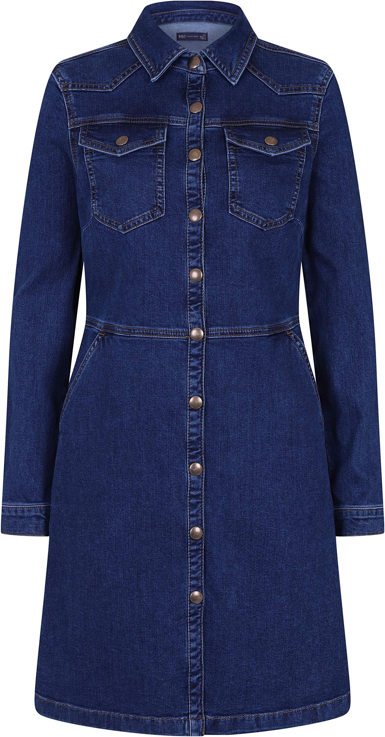 Ex High Street Brand Womens Ladies Denim Blue Shirt Dress Added Stretch Pocket Mini Holly W Collection UK Sizes 8-22