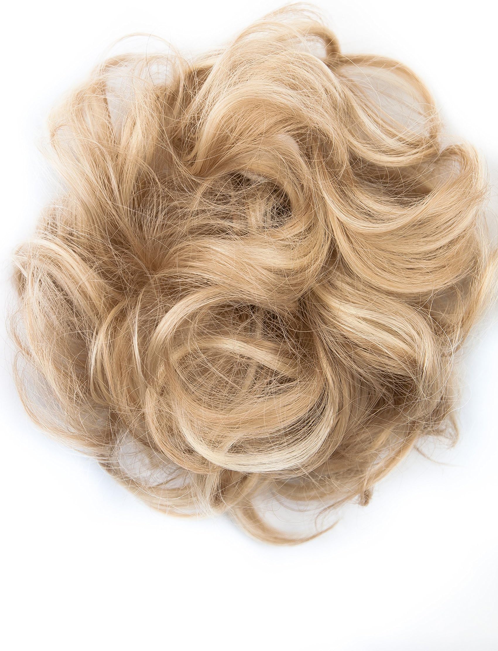 Bombshell Hair Scrunchy Scrunchie Bun Up Do Hair Piece Hair Ribbon Ponytail Extensions Wavy Messy Bun (M14 HIGHLIGHTS MIX BLONDE)