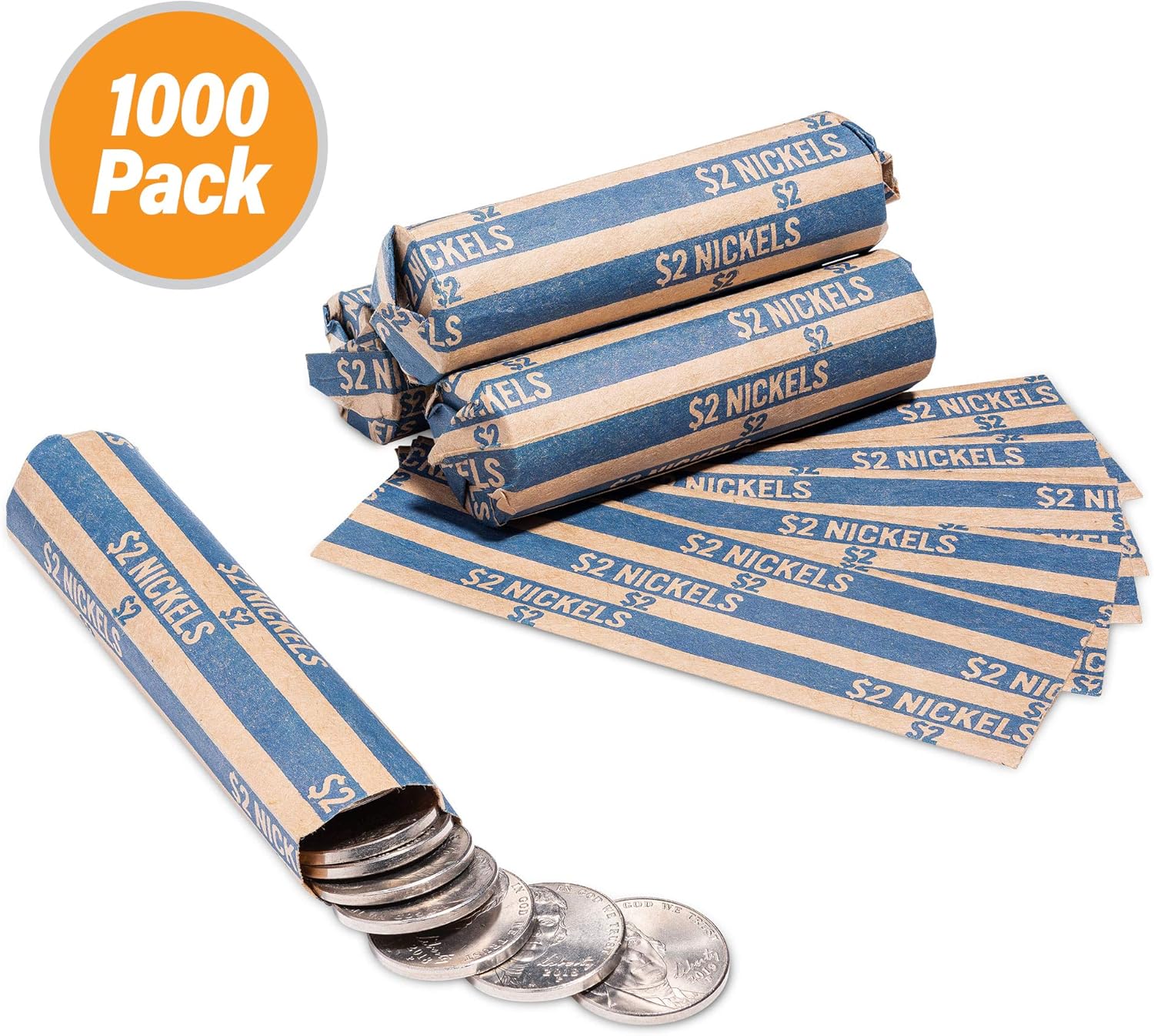 1000 Flat Coin Wrappers, Nickels Coins Holder, Convenient